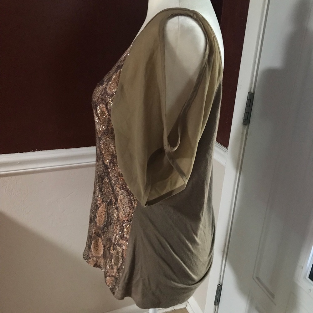 [cache] Cold-Shoulder Beige Sequined Top - Picture 2 of 5